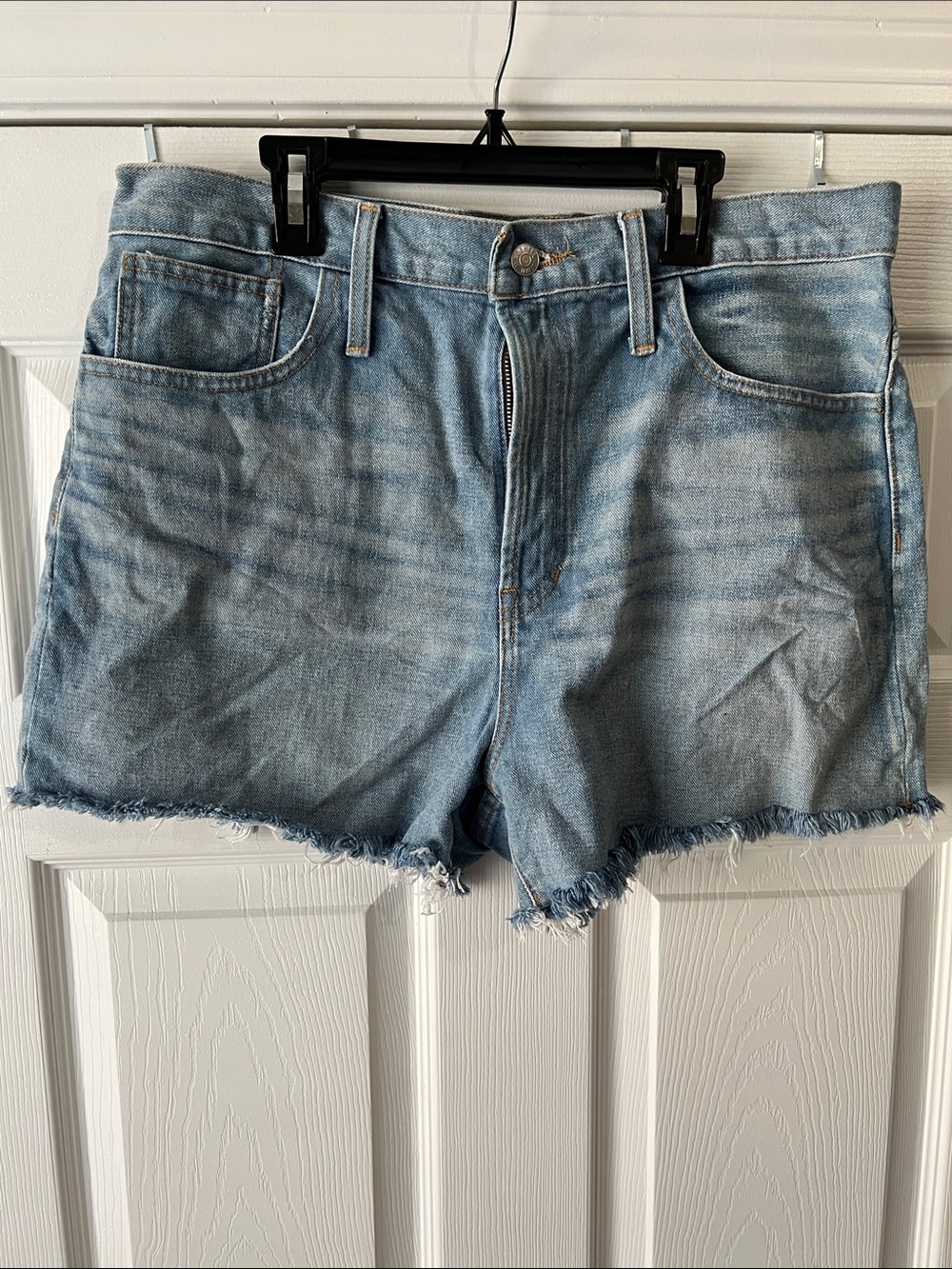 Madewell Light Wash Frayed Hem Denim Shorts